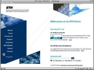 Screenshot ETH-Homepage